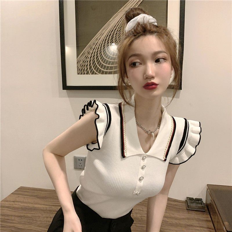 Jiashucheng Áo Thun Polo Dệt Kim Không Tay Dáng Ngắn Thời Trang Mùa Hè Hàng Mới Dành Cho Bạn Nữ