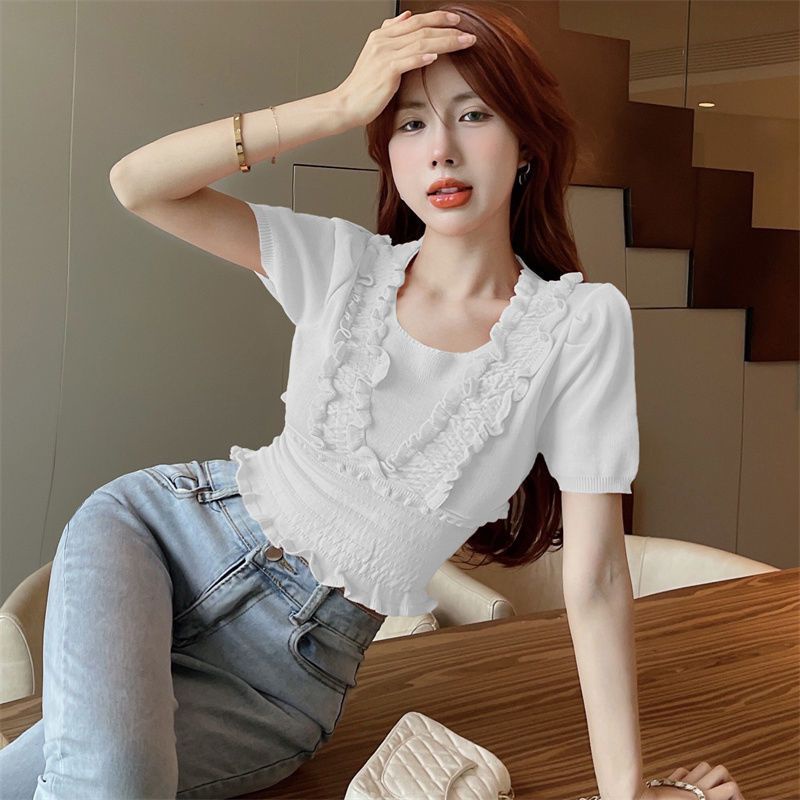 Jiashucheng Áo Thun Lụa Lạnh Mỏng Phong Cách Mới Mùa Hè Cho Nữ