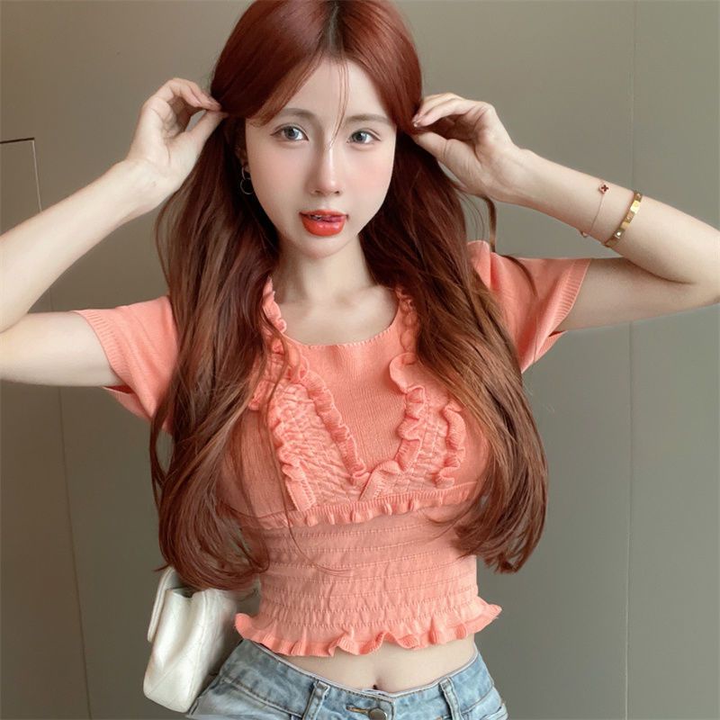 Jiashucheng Áo Thun Lụa Lạnh Mỏng Phong Cách Mới Mùa Hè Cho Nữ