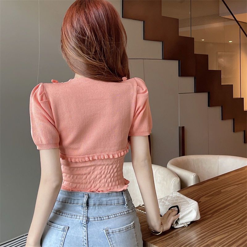 Jiashucheng Áo Thun Lụa Lạnh Mỏng Phong Cách Mới Mùa Hè Cho Nữ