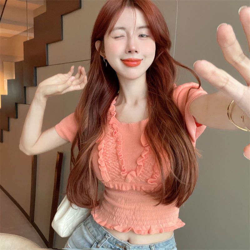 Jiashucheng Áo Thun Lụa Lạnh Mỏng Phong Cách Mới Mùa Hè Cho Nữ