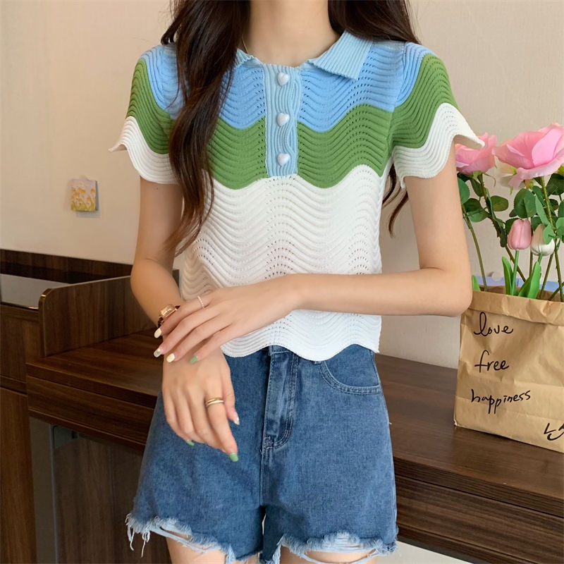 Jiashucheng Áo Thun Tay Ngắn Dáng Ôm Phong Cách Phương Tây Thời Trang Mùa Hè Hàng Mới Dành Cho Bạn Nữ