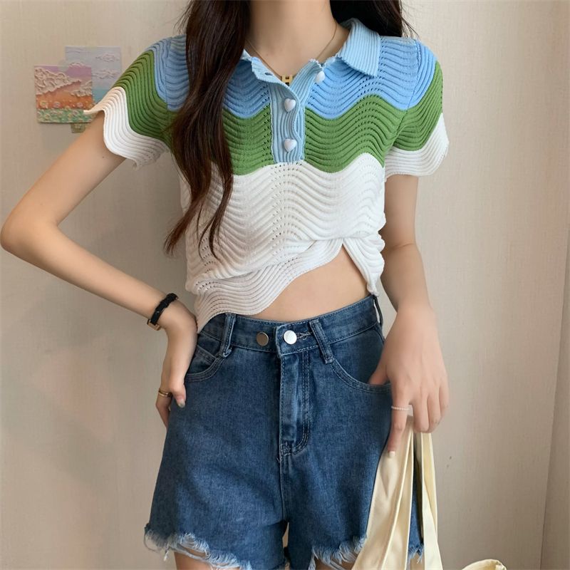 Jiashucheng Áo Thun Tay Ngắn Dáng Ôm Phong Cách Phương Tây Thời Trang Mùa Hè Hàng Mới Dành Cho Bạn Nữ