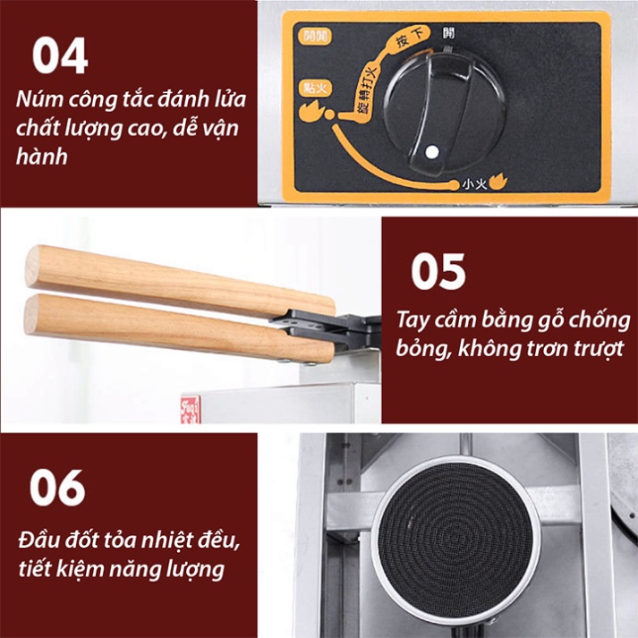 Máy nướng làm bánh trứng gà non sử dụng gas