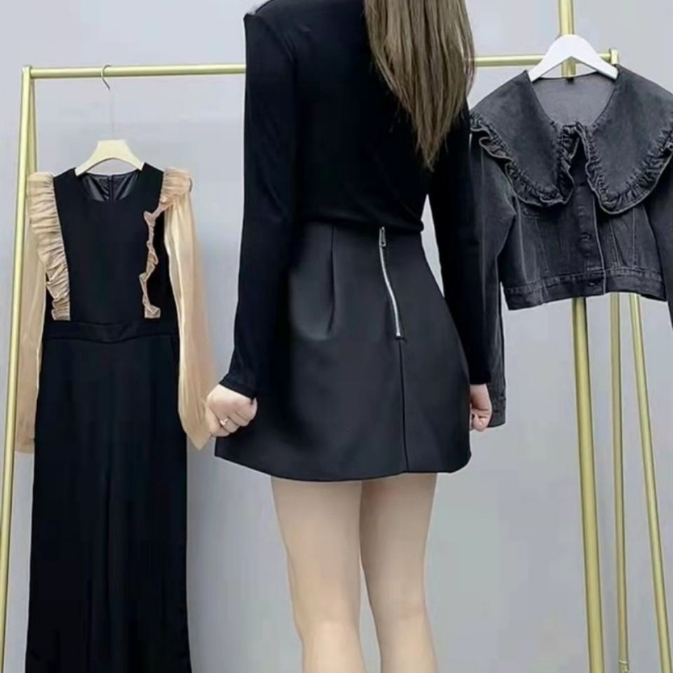 Jiashucheng Hàng Châu Âu Váy Ngắn Dáng Chữ a Rộng Lưng Cao Phong Cách Mới Cho Nữ