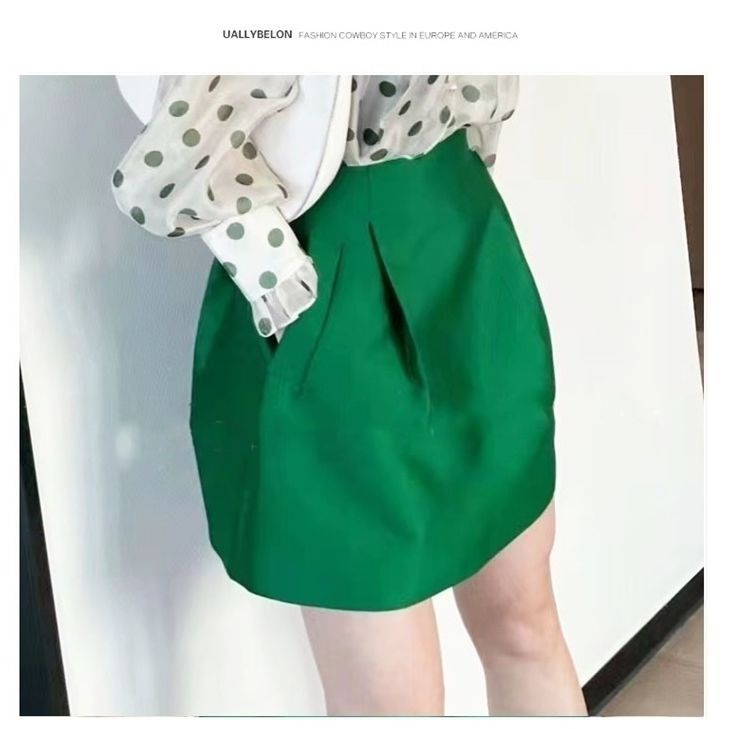 Jiashucheng Hàng Châu Âu Váy Ngắn Dáng Chữ a Rộng Lưng Cao Phong Cách Mới Cho Nữ