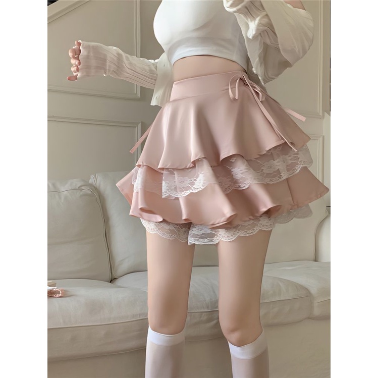 Jiashucheng Váy Jiashucheng Lưng Cao Dáng Ôm Phối Ren Thắt Nơ Thời Trang Mùa Hè Hàng Mới Dành Cho Bạn Nữ