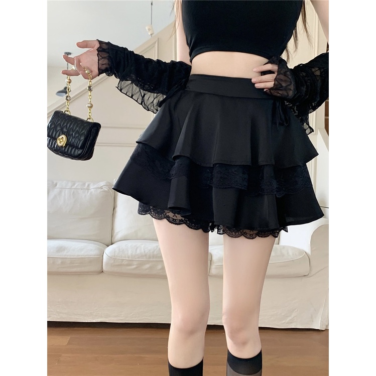 Jiashucheng Váy Jiashucheng Lưng Cao Dáng Ôm Phối Ren Thắt Nơ Thời Trang Mùa Hè Hàng Mới Dành Cho Bạn Nữ