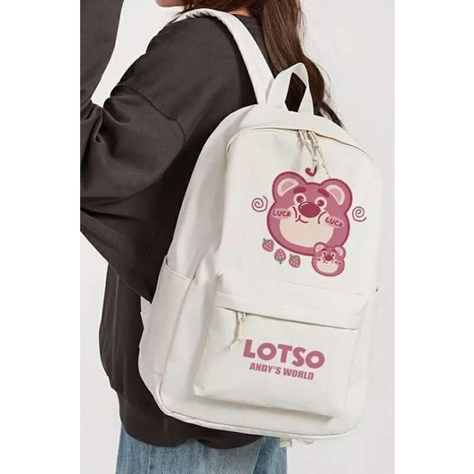 Balo gấu Lotso trắng hồng cực cute