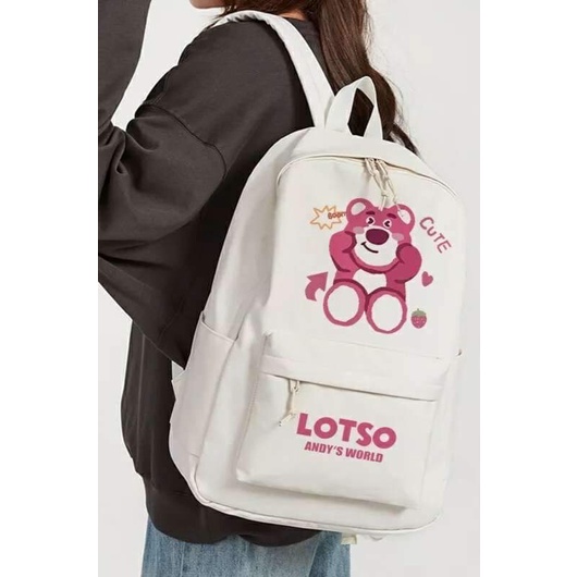 Balo gấu Lotso trắng hồng cực cute