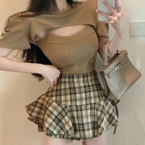 Jiashucheng Chân Váy Chữ a Ngắn Lưng Cao Màu Trắng Ngọt Ngào Phong Cách Mùa Hè Mới Quyến Rũ Cho Nữ