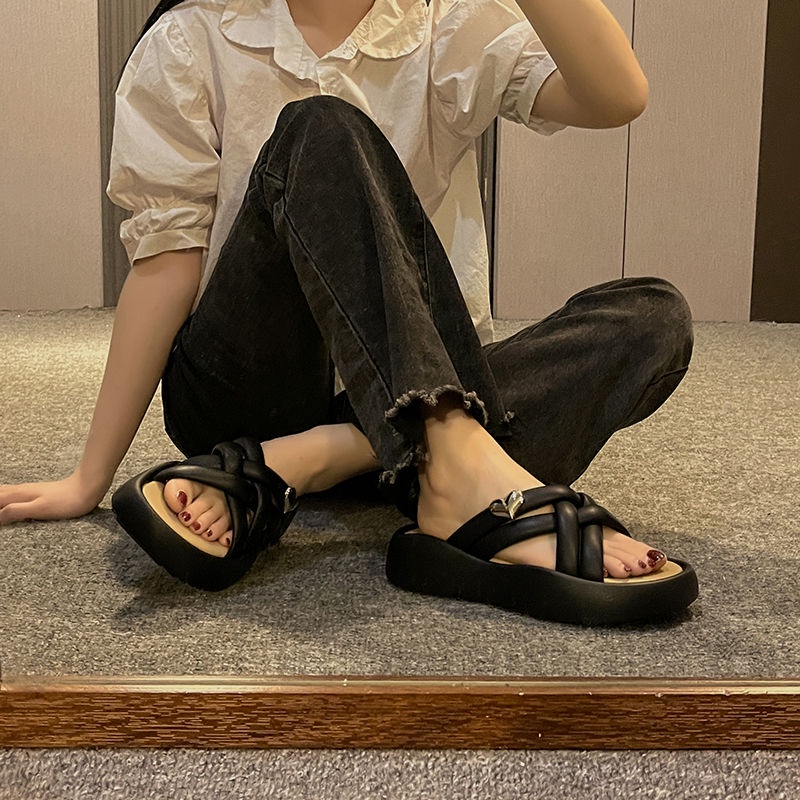 Giày Sandal Đế Dày Mềm Mại Phong Cách Retro Thời Trang Mùa Hè Dành Cho Nữ
