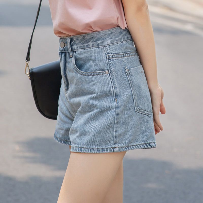 Jiashucheng Quần Short Denim Mỏng Lưng Cao Dáng Rộng Phong Cách Hàn Quốc Thời Trang Mùa Hè Hàng Mới Dành Cho Bạn Nữ
