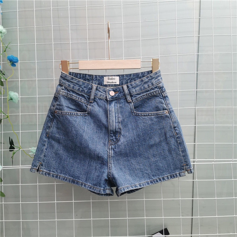 Jiashucheng Quần Short Denim Mỏng Dáng Chữ A Lưng Cao Ống Rộng Thời Trang Mùa Hè Kiểu Châu Âu Có Size Lớn Cho Nữ
