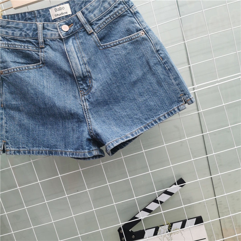 Jiashucheng Quần Short Denim Mỏng Dáng Chữ A Lưng Cao Ống Rộng Thời Trang Mùa Hè Kiểu Châu Âu Có Size Lớn Cho Nữ