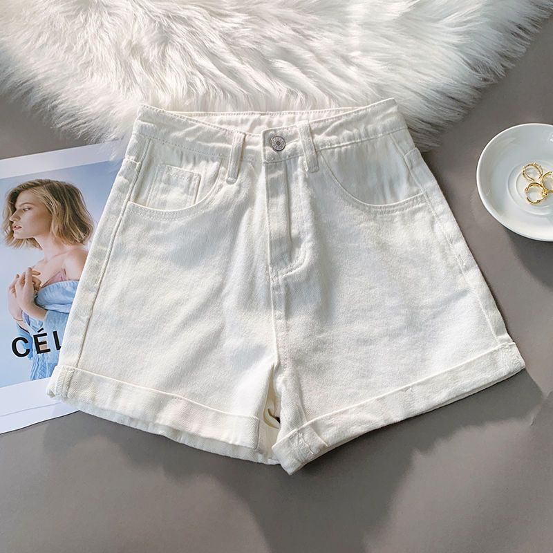 Jiashucheng Quần Short Denim Lưng Cao Dáng Chữ a Ống Rộng Thời Trang Mùa Hè Hàng Mới Dành Cho Bạn Nữ