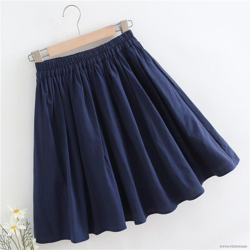 Chân Váy Chữ a Xếp Ly Lưng Cao Chất Liệu cotton Lanh Chống Ánh Sáng Phong Cách Đơn Giản Thời Trang Xuân Hè Cho Nữ