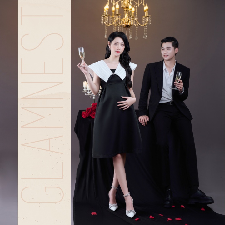 Đầm bầu công sở xinh bigsize mặc mùa hè dáng dài hàng thiết kế Glam Nest VN032