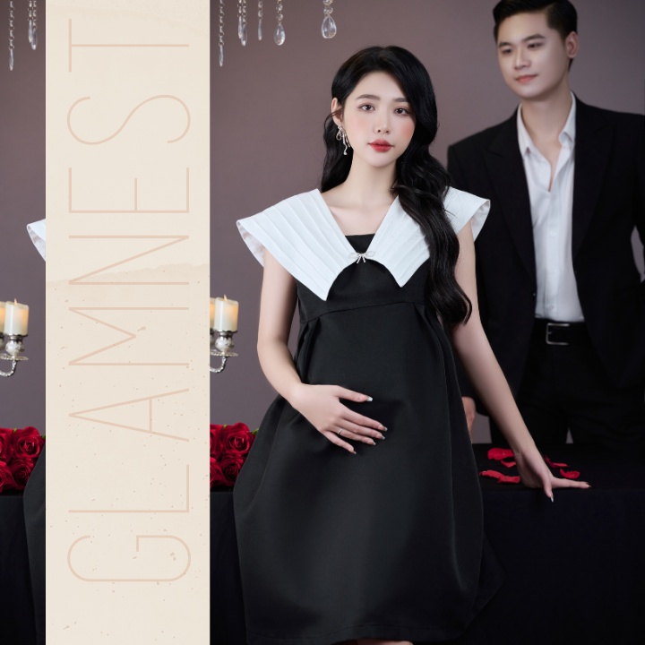 Đầm bầu công sở xinh bigsize mặc mùa hè dáng dài hàng thiết kế Glam Nest VN032