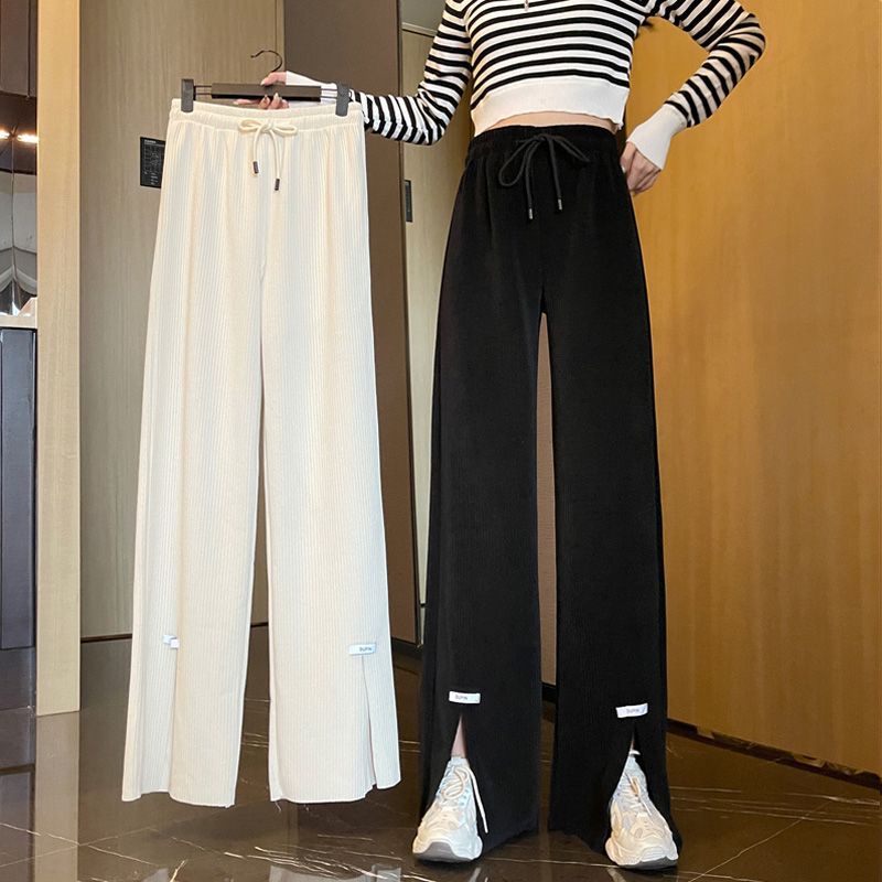 Jiashucheng Quần Dài Lưng Cao Ống Rộng Xẻ Tà Bằng Lụa Băng Mỏng Phong Cách Mới Mùa Hè Cho Nữ