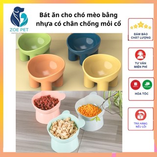 Bát ăn cho chó mèo bằng nhựa có đế cao chống mỏi cổ, giúp ăn uống thoải mái không mỏi lưng chó mèo