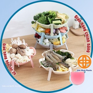 Bộ 3 khay xếp tầng đựng đồ ăn lẩu Việt Nhật, Đĩa mứt khay hoa quả 3 chân có thể xếp tầng Khay đựng bánh kẹo 01472
