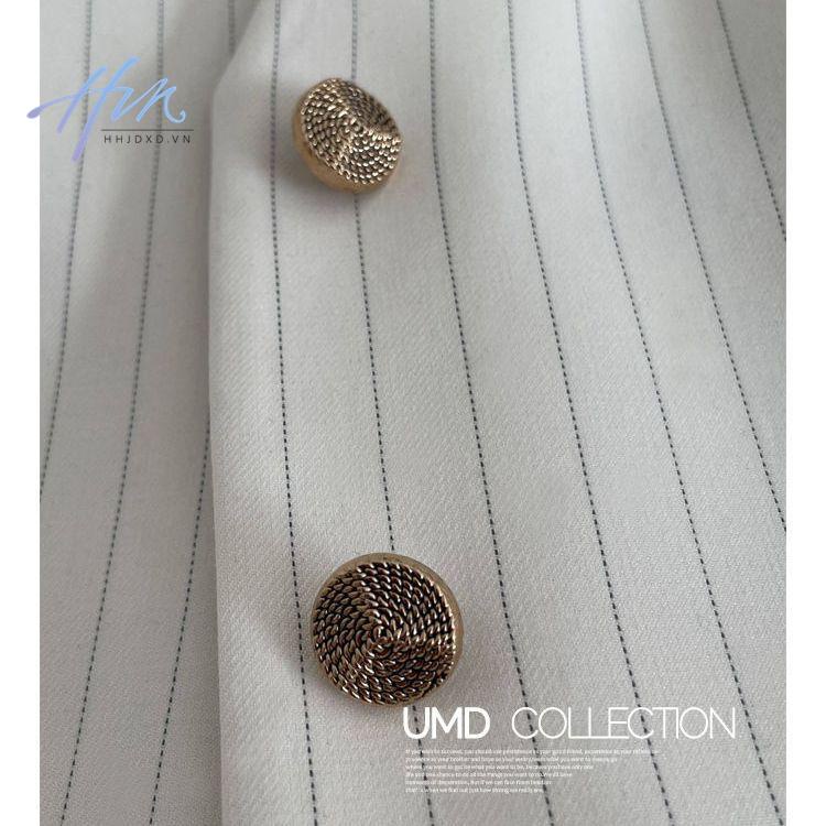 Bộ Áo Vest + Quần Dài Lưng Cao Ống Đứng Họa Tiết Kẻ Sọc Phong Cách Pháp Cổ Điển Thời Trang Cho Nữ