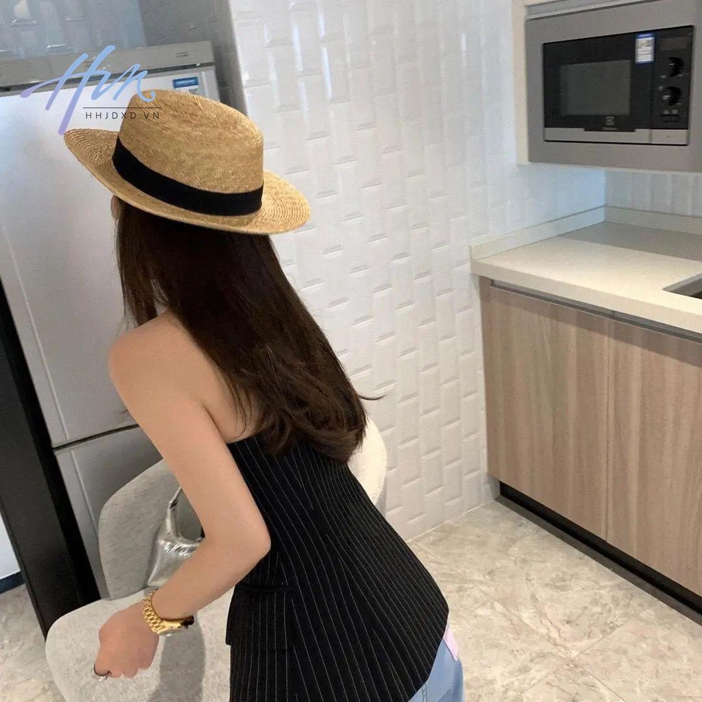 Áo Ống Mùa Hè Cao Cấp Hở Vai Họa Tiết Kẻ Sọc Phong Cách Mới 2023 Cho Nữ Na