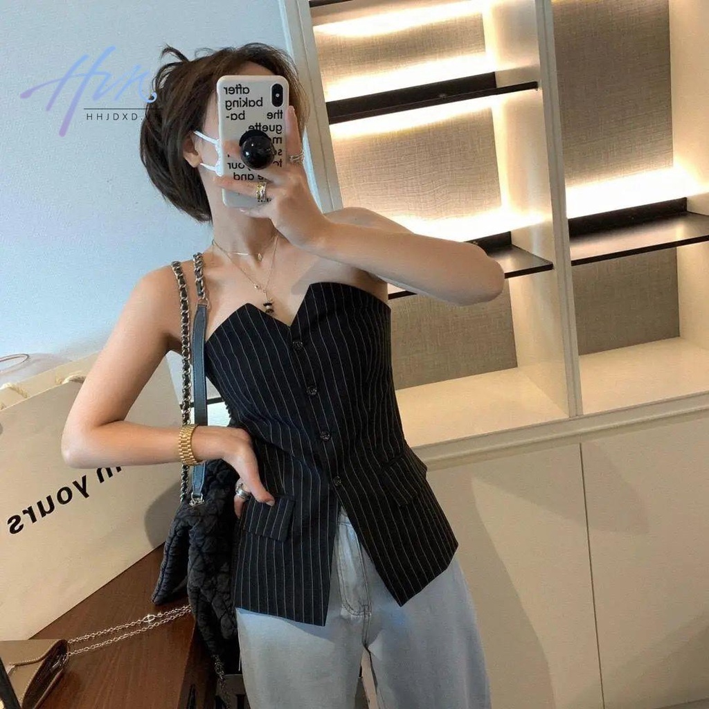 Áo Ống Mùa Hè Cao Cấp Hở Vai Họa Tiết Kẻ Sọc Phong Cách Mới 2023 Cho Nữ Na