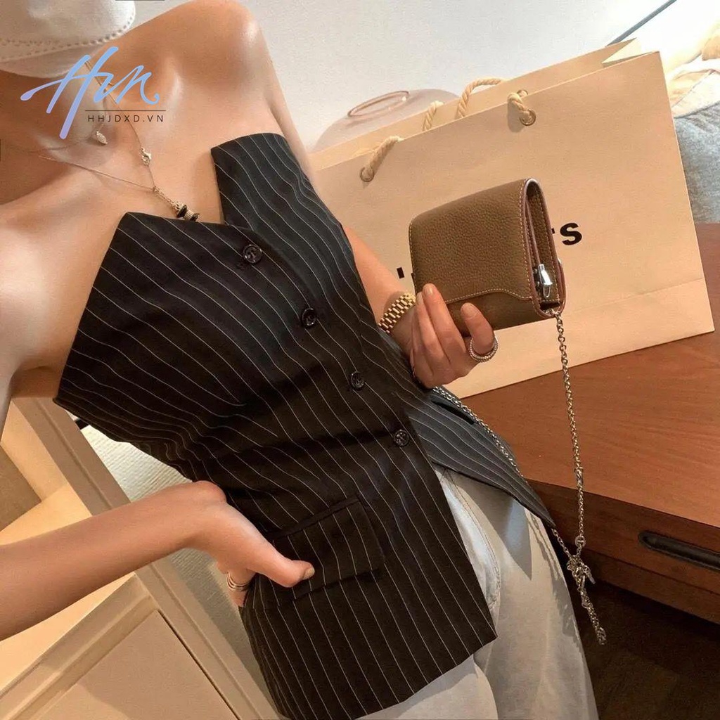 Áo Ống Mùa Hè Cao Cấp Hở Vai Họa Tiết Kẻ Sọc Phong Cách Mới 2023 Cho Nữ Na