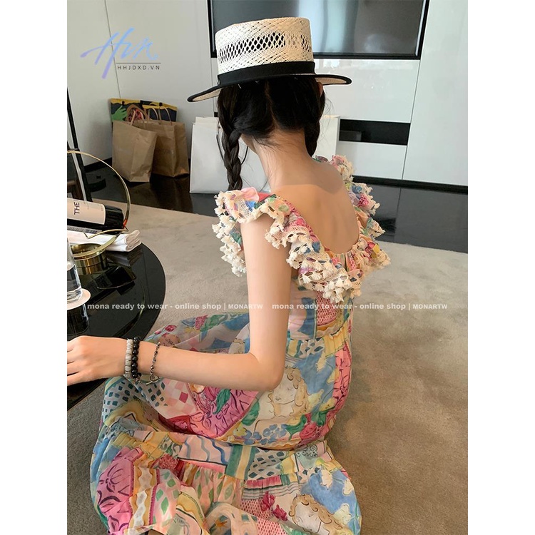 Đầm Hai Dây Dáng Dài Phong Cách Retro Thời Trang Mùa Hè Dành Cho Nữ