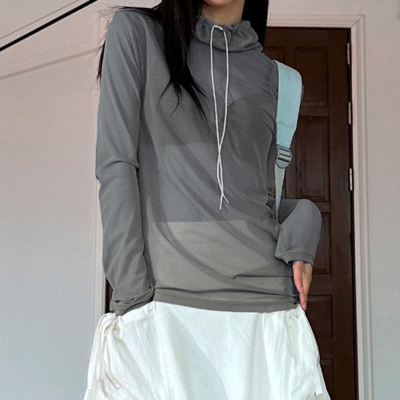 Áo Thun Tay Dài Chống Nắng Dáng Rộng Mỏng Trong Suốt Phong Cách Âu Mỹ Thời Trang Cho Nữ