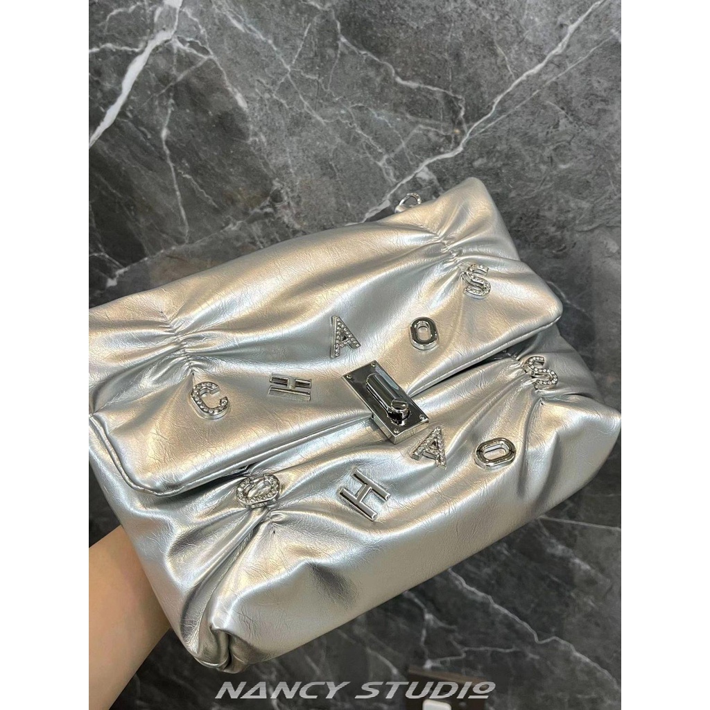 Túi Xách Đeo Vai Phối Dây Xích Đính Đá Thời Trang 2023 Dành Cho Nữ