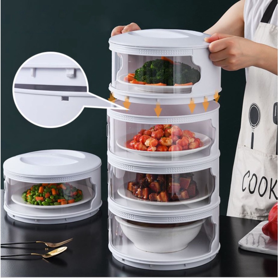 Lồng bàn đa tầng, khay đựng thức ăn bảo quản thực phẩm giữ nhiệt chống bụi