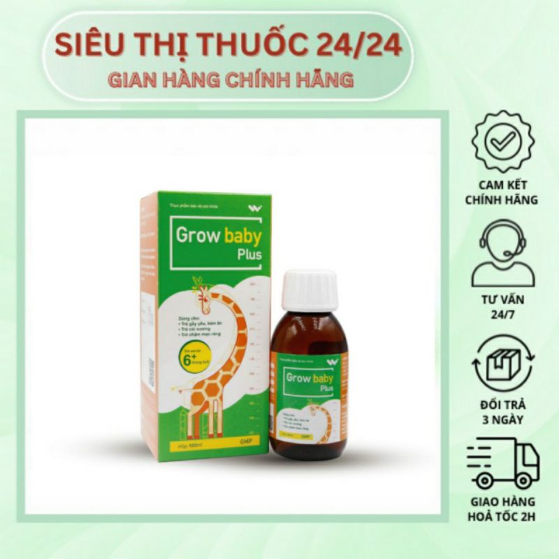 Siro GROW BABY PLUS⚡CAM KẾT CHÍNH HÃNG⚡Giúp bé phát triển chiều cao bé ăn ngon tăng đề kháng cho trẻ