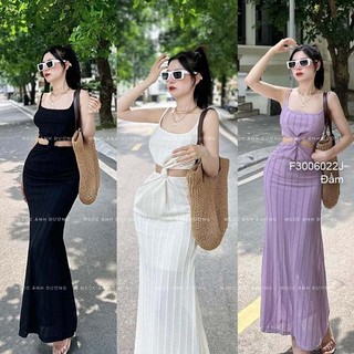 Đầm maxi body 2 dây xoắn hở eo 3006
