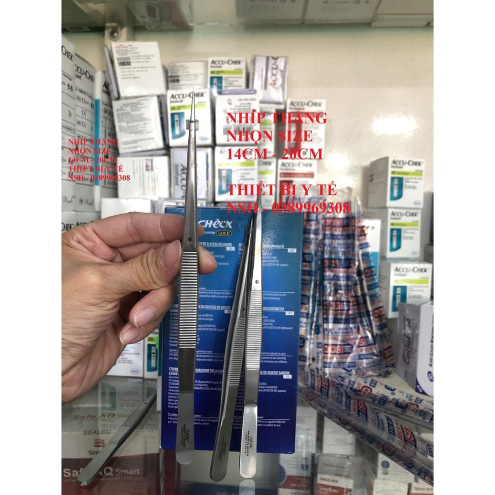 ❤️ Nhíp phẫu tích nỉa y tế thẳng hai đầu nhọn không mấu gắp linh kiện size 14cm 16cm 18cm 20cm hàng Pakistan