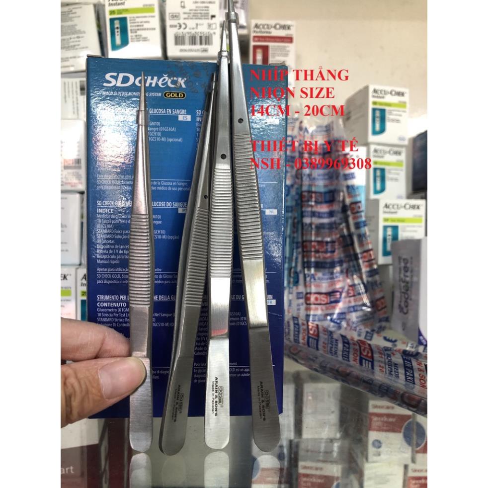 ❤️ Nhíp phẫu tích nỉa y tế thẳng hai đầu nhọn không mấu gắp linh kiện size 14cm 16cm 18cm 20cm hàng Pakistan