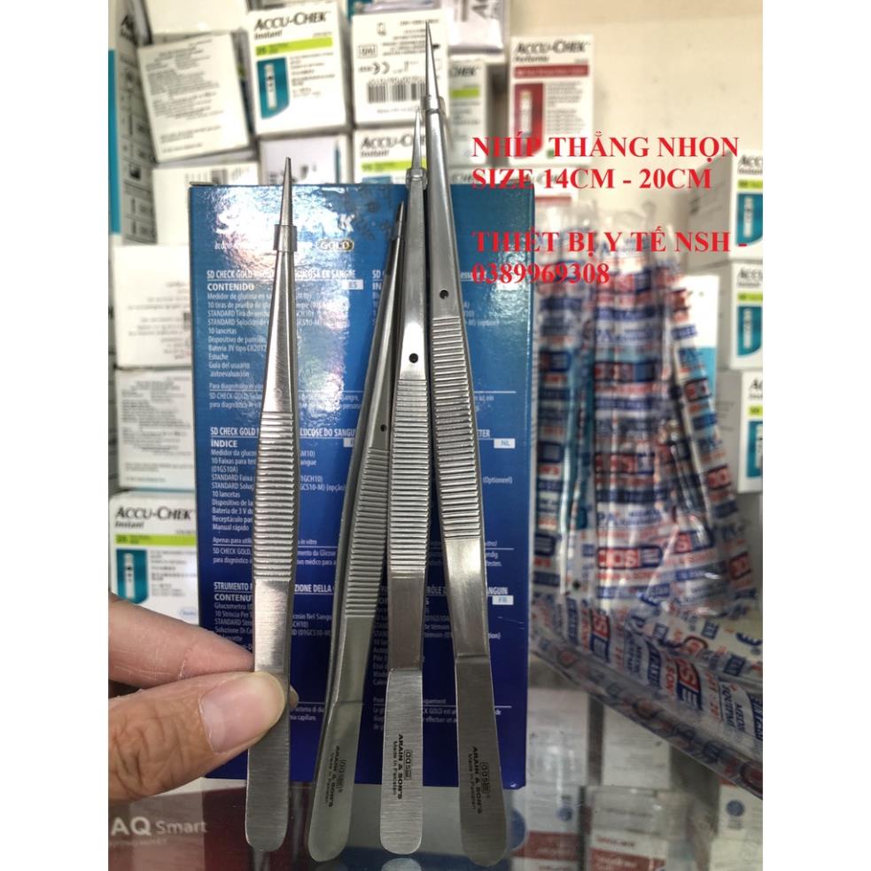❤️ Nhíp phẫu tích nỉa y tế thẳng hai đầu nhọn không mấu gắp linh kiện size 14cm 16cm 18cm 20cm hàng Pakistan