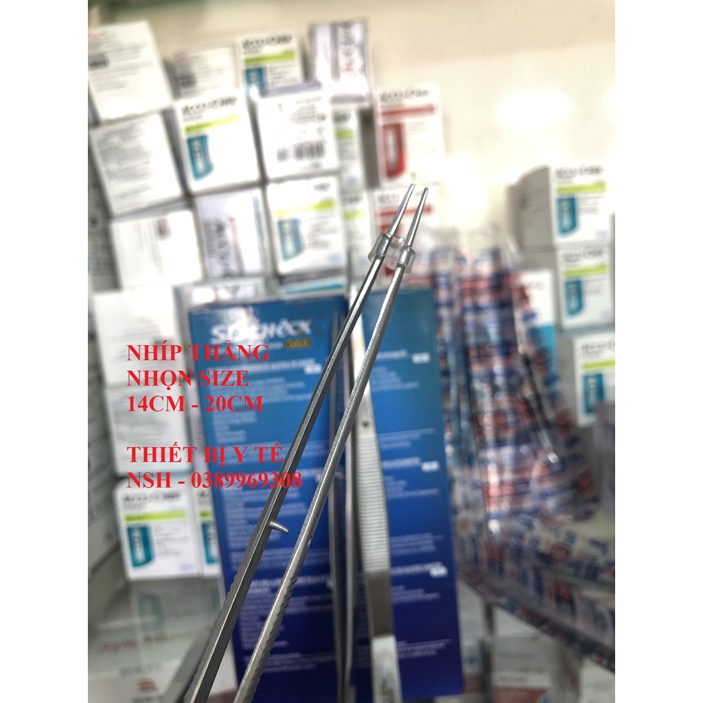 ❤️ Nhíp phẫu tích nỉa y tế thẳng hai đầu nhọn không mấu gắp linh kiện size 14cm 16cm 18cm 20cm hàng Pakistan