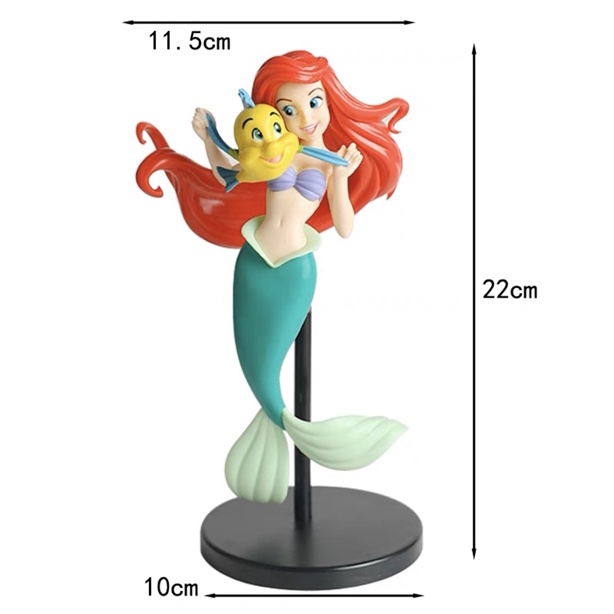 Trang trí mô hình nàng tiên cá Ariel và cá Flounder (to)
