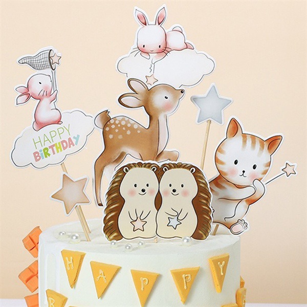 Set que cắm HPBD thú rừng nhóm thỏ nai mèo