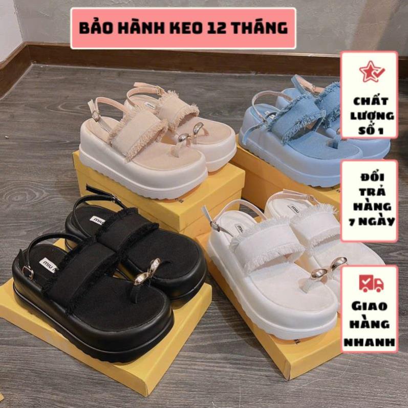 GIÀY SANDAL XỎ NGÓN ĐẾ PU CAO 7 PHÂN QUAI JEAN CÁ TÍNH