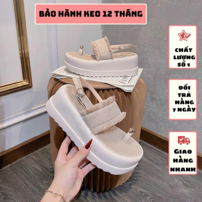 GIÀY SANDAL XỎ NGÓN ĐẾ PU CAO 7 PHÂN QUAI JEAN CÁ TÍNH