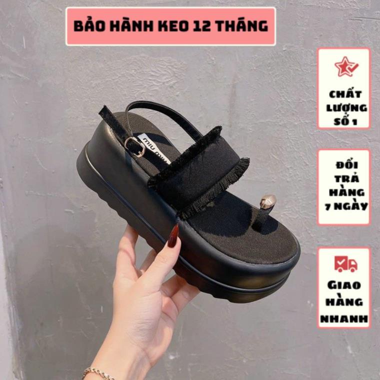 GIÀY SANDAL XỎ NGÓN ĐẾ PU CAO 7 PHÂN QUAI JEAN CÁ TÍNH