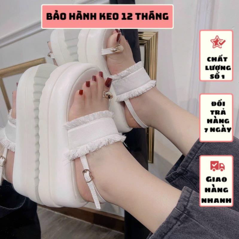 GIÀY SANDAL XỎ NGÓN ĐẾ PU CAO 7 PHÂN QUAI JEAN CÁ TÍNH
