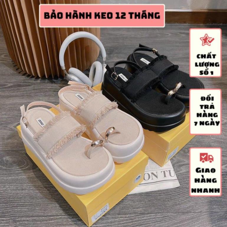 GIÀY SANDAL XỎ NGÓN ĐẾ PU CAO 7 PHÂN QUAI JEAN CÁ TÍNH