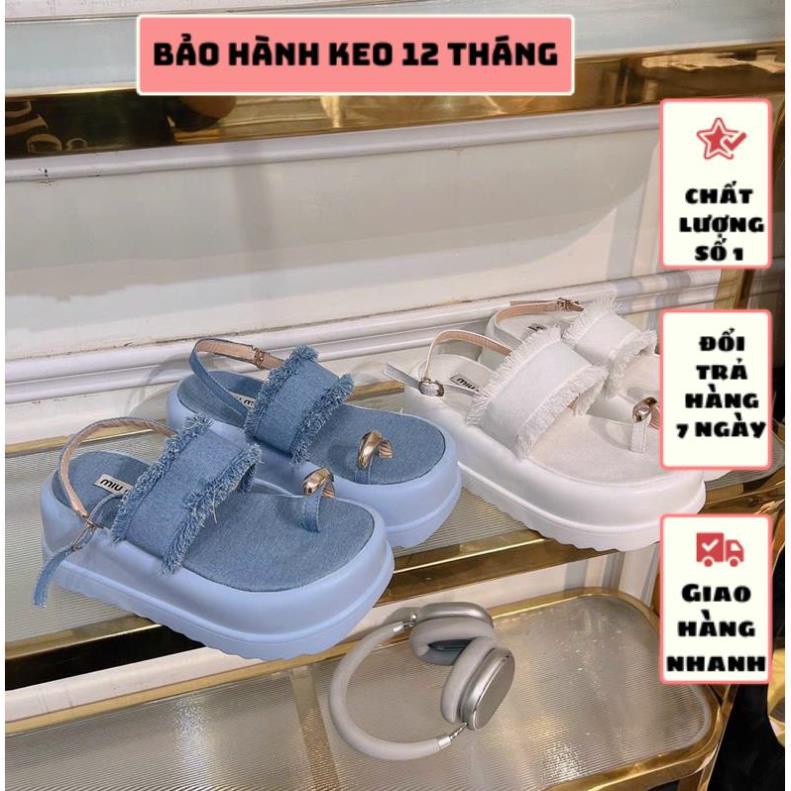 GIÀY SANDAL XỎ NGÓN ĐẾ PU CAO 7 PHÂN QUAI JEAN CÁ TÍNH