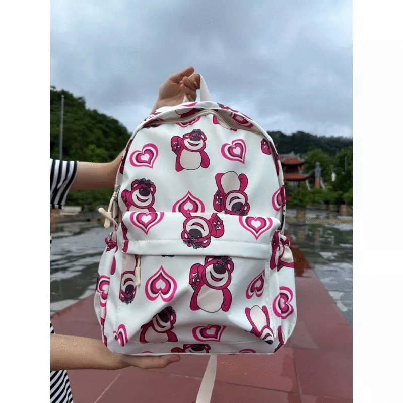 Ba lô đi  học in gấu dâu