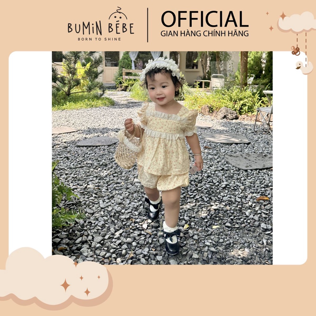 Set Bodysuit Babydoll Mùa Hè Cho Bé Gái Hoa Phối Ren, Vải Thô Mỹ Nhập Khẩu Cho Bé 2 Đến 24 Tháng, 5 Đến 13kg